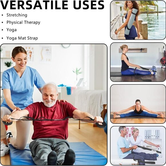 Stretching Strap Yoga Strap Physical Therapy for Home Workout, 10 Loops Non-Elas - Picture 3 of 6